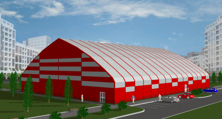 Футбольный манеж с двумя теннисными кортами